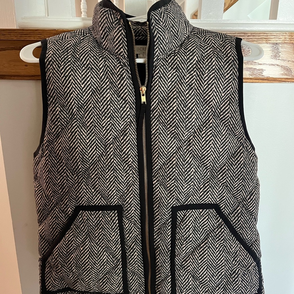 J. Crew Black and White Herringbone Utility Jacket